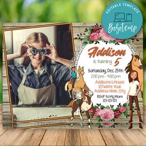 Editable Spirit Riding Free Invitations With Photo Instant Download
