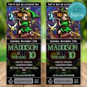 Editable Majora's Mask Game Birthday Birthday Ticket Invitations Instant Download