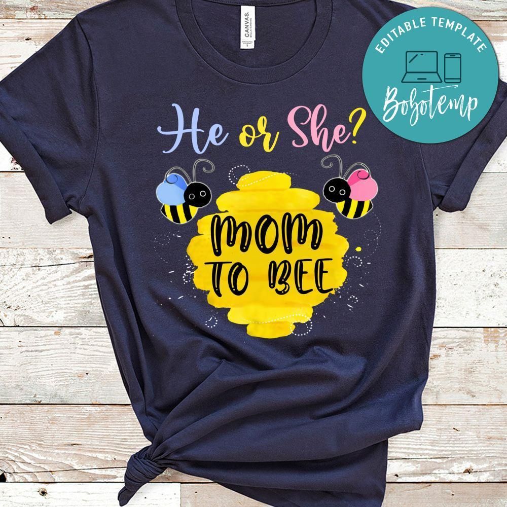 He or She Mom to Bee Gender Reveal Party PNG file template
