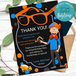 Blippi Thank you card Template to Print at Home Instant Download