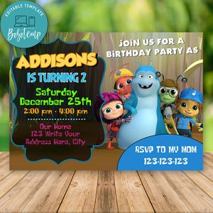 Editable Beat Bugs Birthday Invitations Instant Download