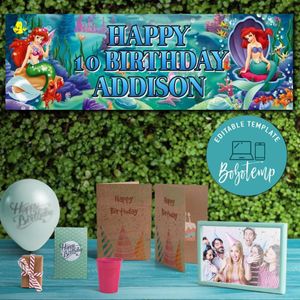 Disney Little Mermaid Birthday Banner Printable Instant Download