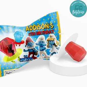 Smurfs Ring Pop Birthday Labels Digital File Printable Instant Download