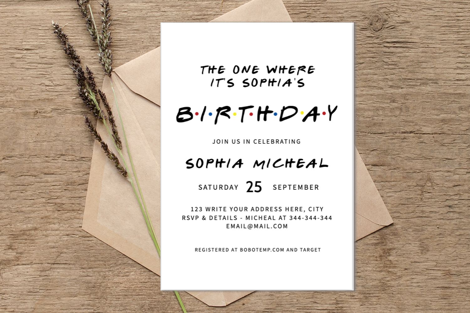 Friends Themed Birthday Party Invitation Createpartylabels