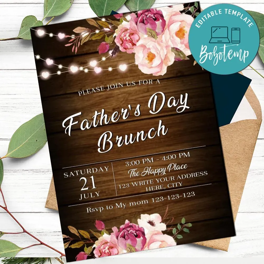 Printable Father’s Day Brunch Invitations Instant Download | Bobotemp
