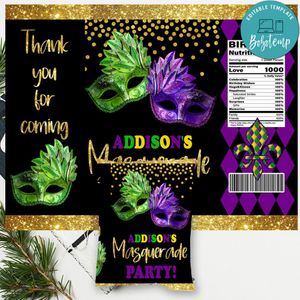 Mardi gras Chip Bag Digital File Printable Instant Download