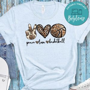 Peace Love Basketball Leopard PNG file template