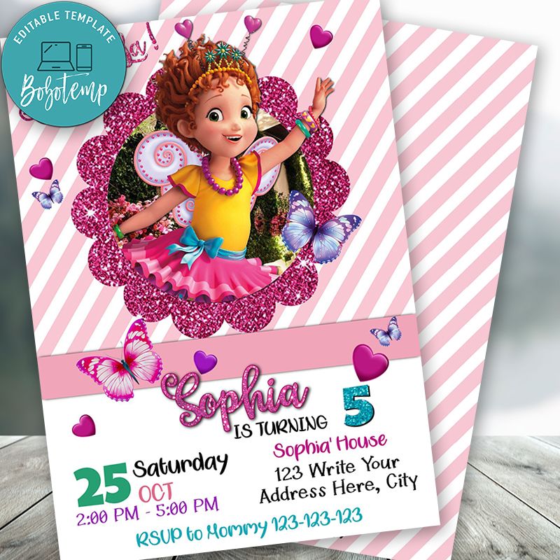 Editable Fancy Nancy Birthday Party Invitation Instant Download | Bobotemp