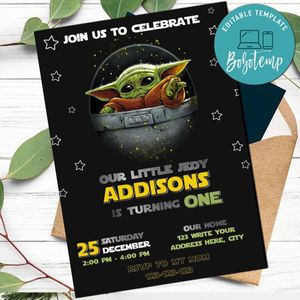 Baby Yoda Invitation Customizable Template Instant Download
