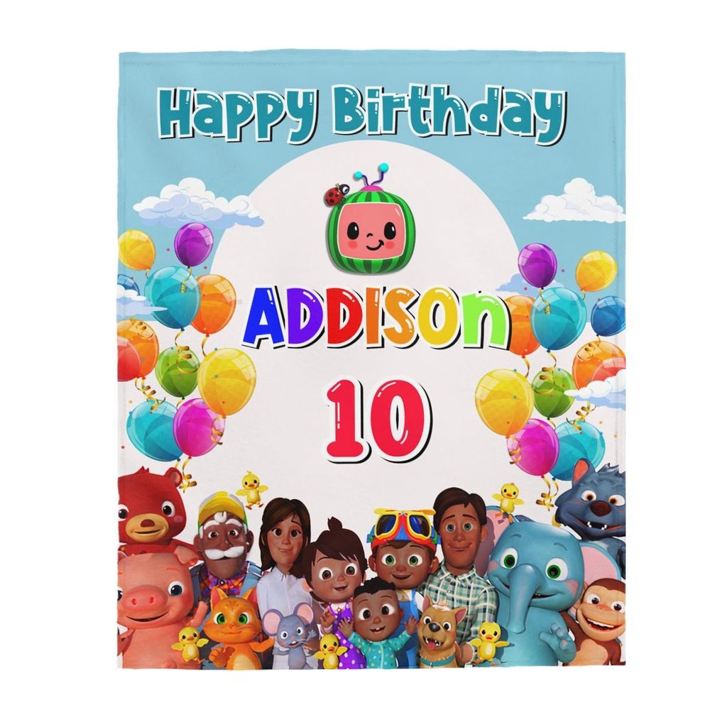 Black cocomelon Birthday Blanket Velveteen Plush Blanket