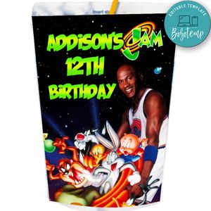 Space Jam Capri Sun Birthday Labels Digital File Printable Instant Download