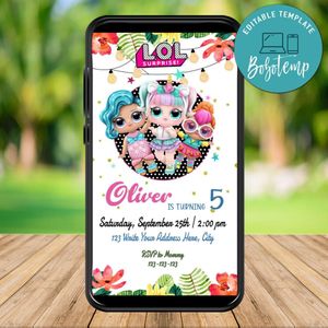 Mobile Lol Surprise Dolls Birthday Electronic Invite Invitation Instant Download
