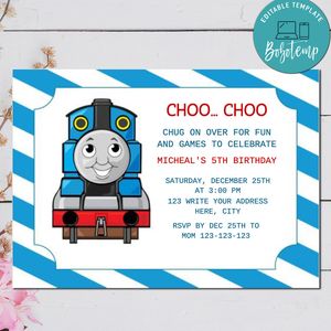 Editable Thomas the Tank Engine Birthday Invitation Digital File