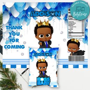 African King Baby Boss Birthday Chip Bag Digital File Printable Instant Download