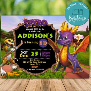 Printable Spyro the Dragon Birthday Flyer Instant Download
