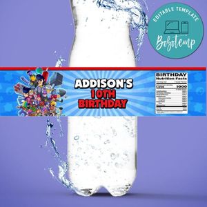 Brawl Star Water Bottle Label Template to Print at Home Instant Download