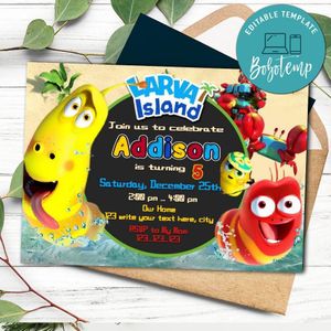 Larva Island Invitation Template to Print at Home Instant Download