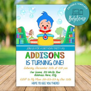 Printable Clown plim plim Birthday Flyer Instant Download