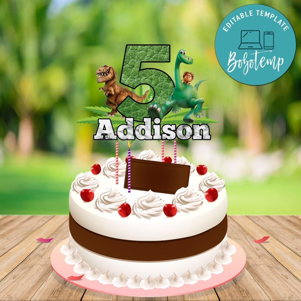 Good Dinosaur Birthday Cake Topper Template Printable DIY Bobotemp