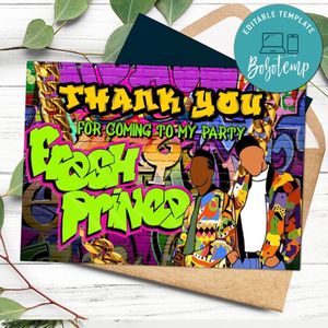 Fresh prince of bel air Thank you card Template to Print at Home Instant Download