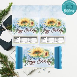 Hydrangea flowers hershey Candy Bar Wrapper Digital File Printable Instant Download