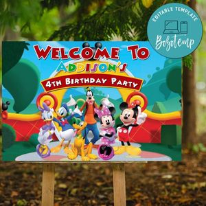 Mickey Clubhouse Birthday Welcome Sign Digital File Printable Instant Download