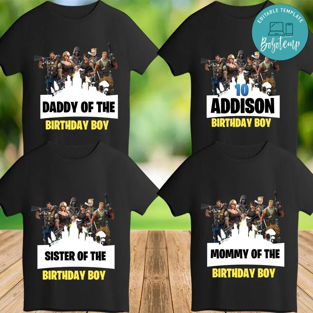 Printable Fortnite Birthday Party Shirt Digital File Diy Bobotemp
