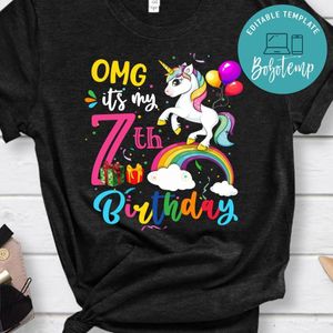 Unicorn Rainbow Birthday Girl PNG file template