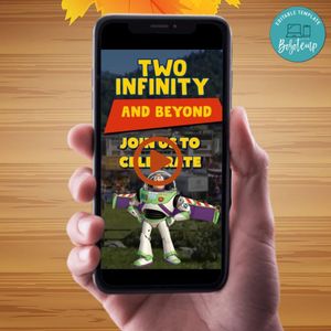 Two infinity and beyond Video Invitation Digital Template Customizable Instant Download
