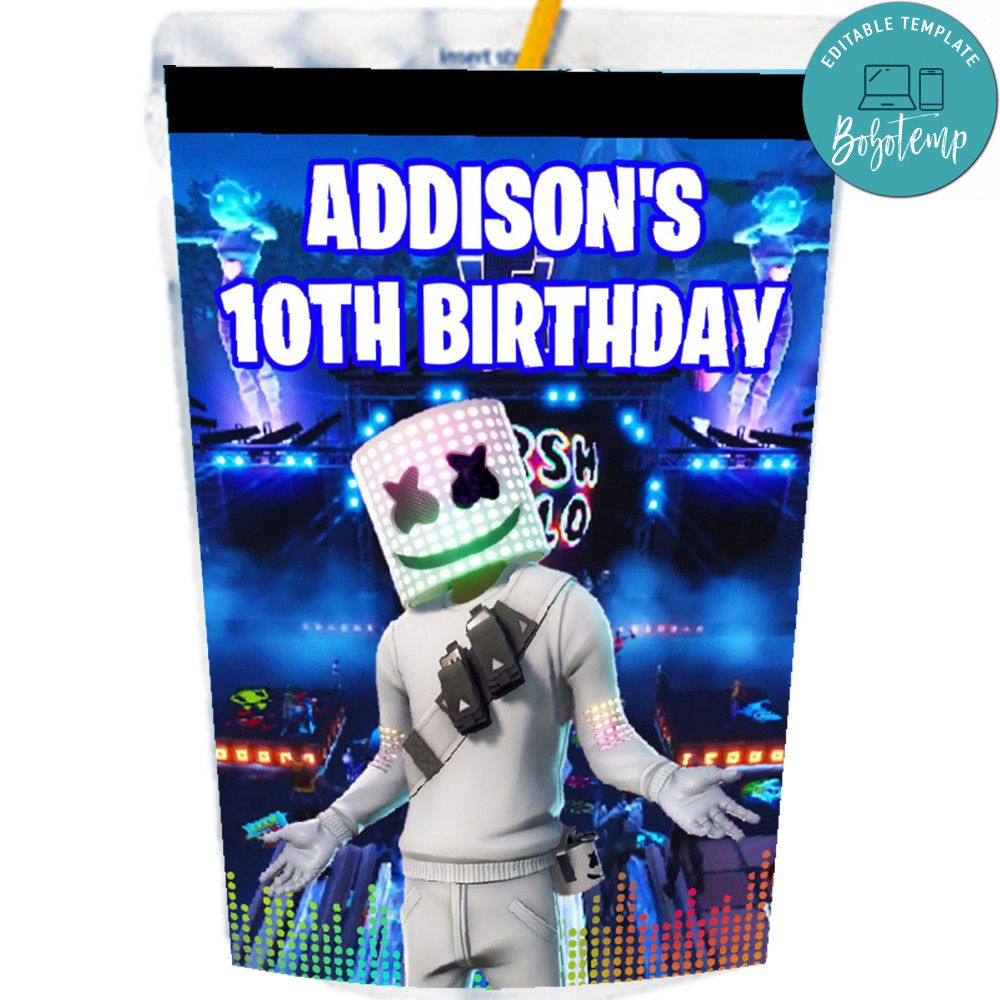 DJ marshmallow Capri Sun Labels Digital File Printable Bobotemp