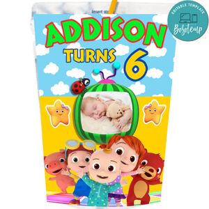 Cocomelon Capri Sun Birthday Label With Photo Digital File Printable Instant Download