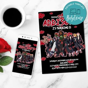 Akatsuki Invitation Customizable Template Instant Download