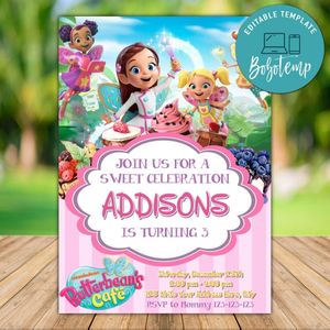Editable Butterbean's Cafe Birthday Invitation Instant Download