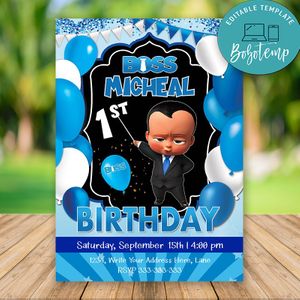 African American Boss Baby Boy Birthday Invitation, Boss Baby boy baby shower invitation