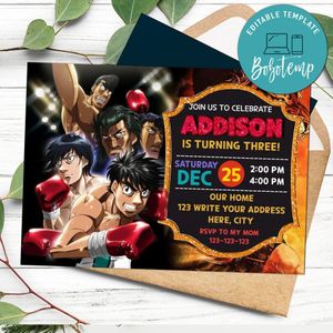 Hajime no Ippo Invitation Template to Print at Home Instant Download