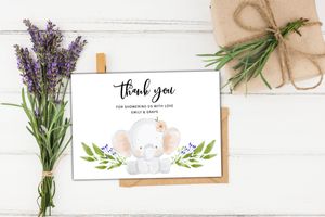 Elephant Baby Shower Thank You Template Editable DIY