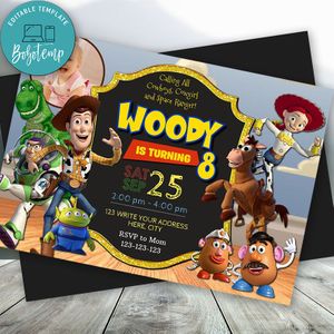 Printable Woody Toy Story 4 Invitation With Photo Instant Download