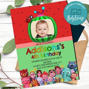 Editable Cocomelon Birthday Invitations With Photo Instant Download