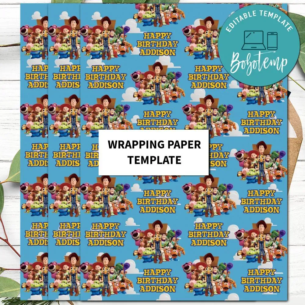 Disney Toy Story Wrapping Paper Template to Print at Home Bobotemp