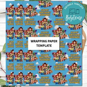 Disney Toy Story Wrapping Paper Template to Print at Home Instant Download