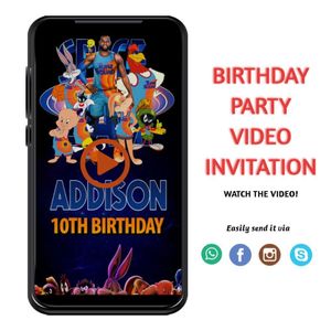 Space Jam 2 Animated invitation card Customizable Template Instant Download MP4 File