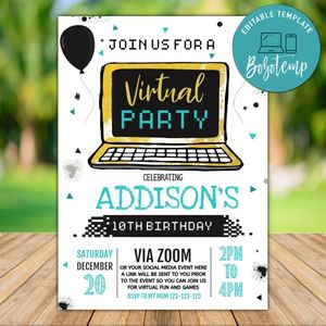 Printable Quarantine Hangout Birthday Party Invitation Instant Download