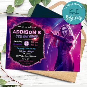 Wanda Maximoff Invitation Template to Print at Home Instant Download