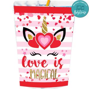 Valentine's Day Unicorn Capri Sun Labels Digital File Printable Instant Download