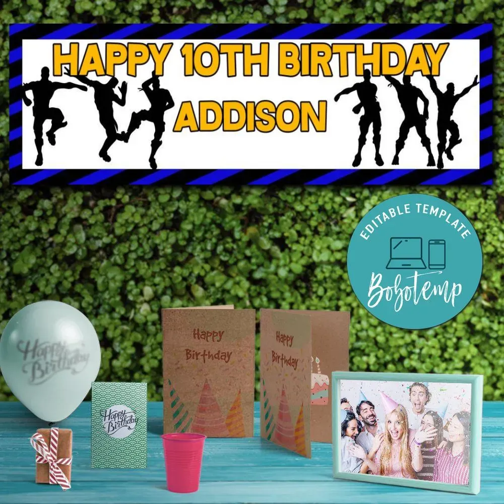 Fortnite Dance Emote Birthday Banner Printable Instant Download