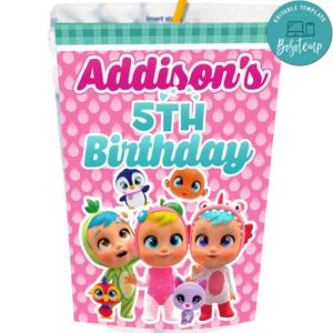Cry Babies Capri Sun Birthday Labels Digital File Printable Instant Download