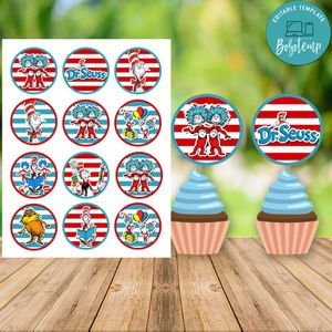 Dr. Seuss Cupcake Topper Digital File Printable Instant Download