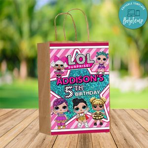 Lol Surprise Dolls goodie box Custom Label Template to print at home Instant Download