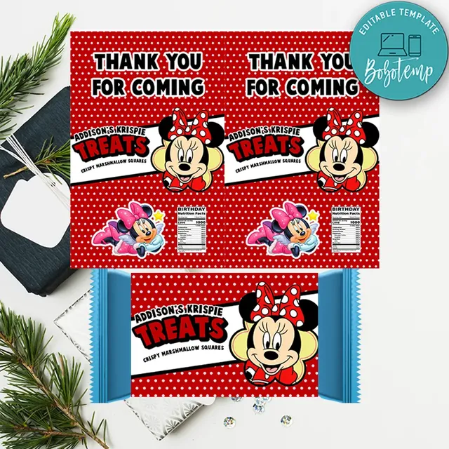 minnie mouse rice krispie treat digital file printable diy bobotemp