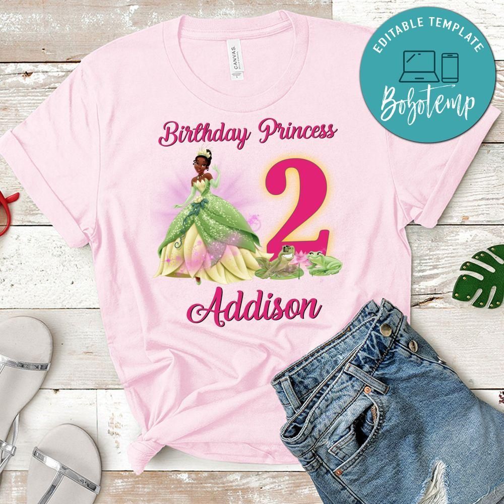 Custom Princess Tiana Birthday Shirt for Girl